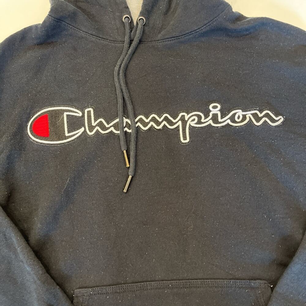 Champion Hoodie Black Streetwear Skater Athleisure Logo Y2K Basics Men’s Small - Picture 2 of 4